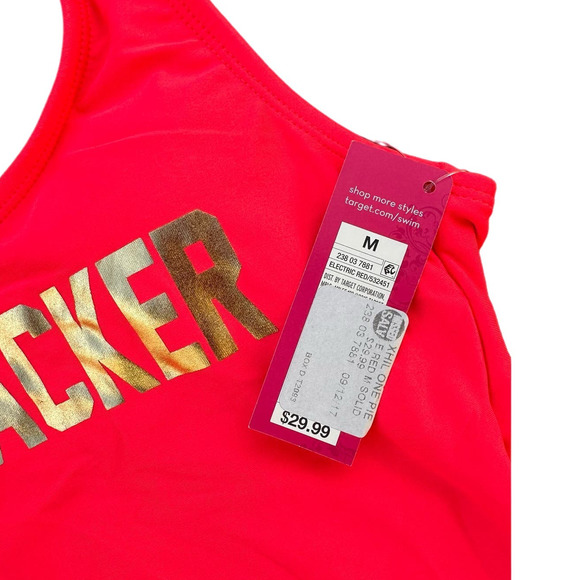NWT: Xhilaration FIRECRACKER Neon One-Piece Swimsuit, Size M - Picture 7 of 7